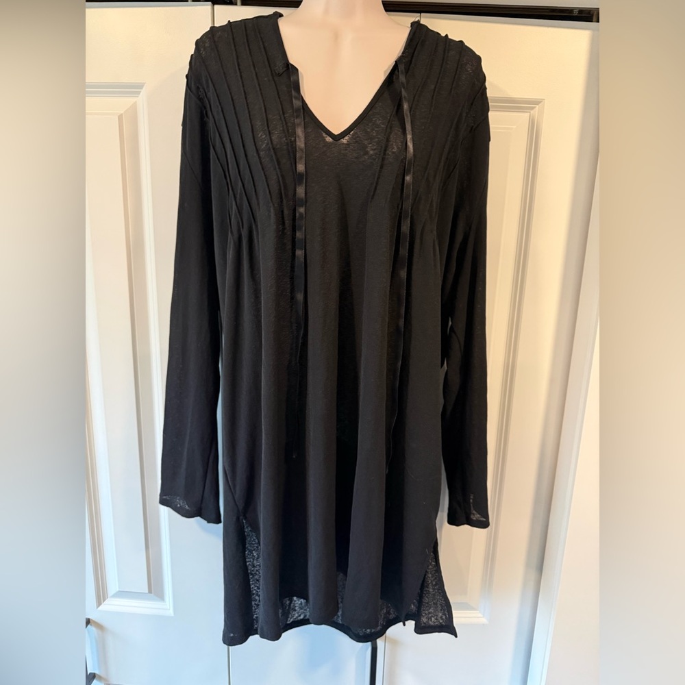 Wave Zone black semi sheer hooded beach coverup 2X